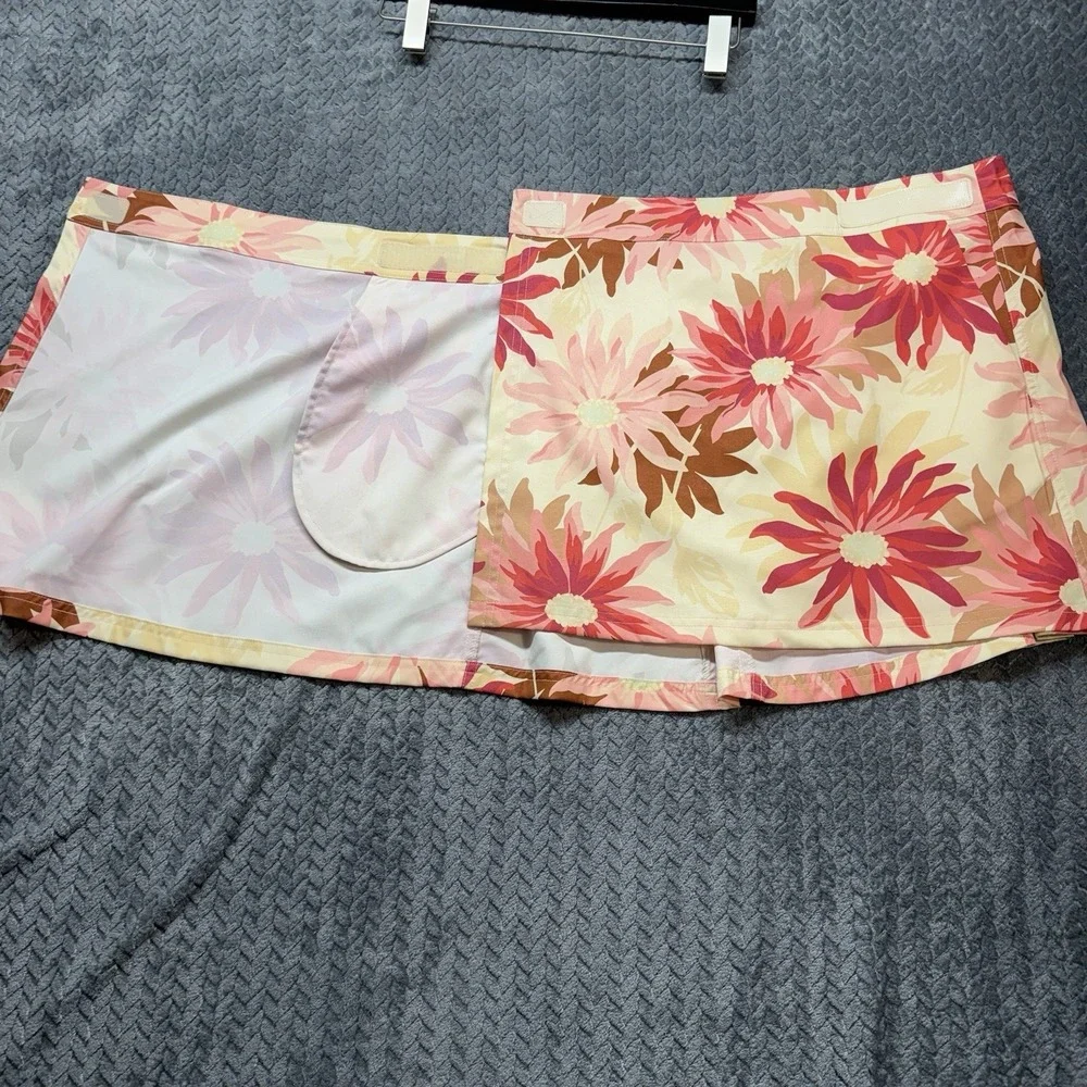 RipSkirt Hawaii Wrap Skirt Women's M Cream Floral Pockets Adjustable Beach Swim - Picture 5 of 12